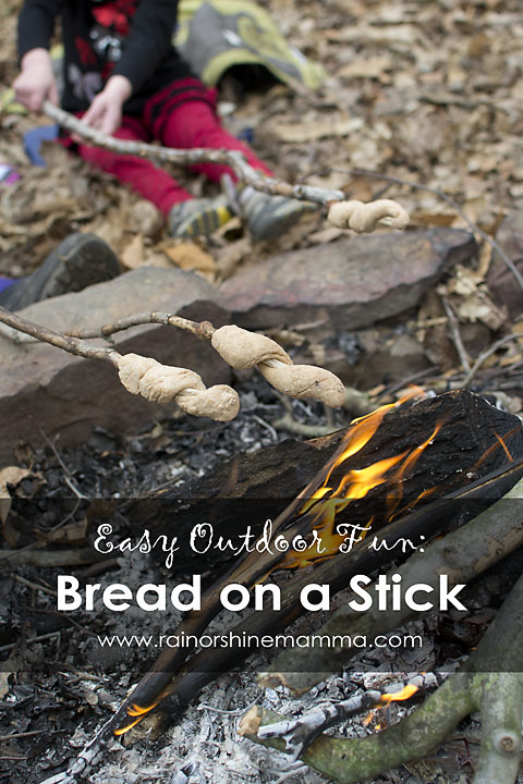 Grilling bread on a stick