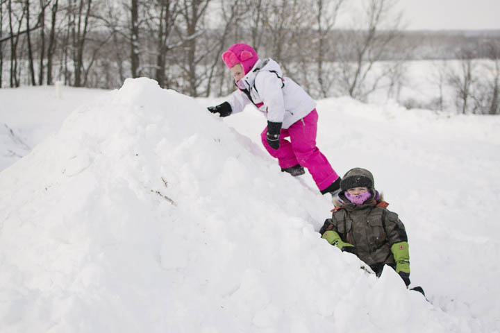 kids playing in snow