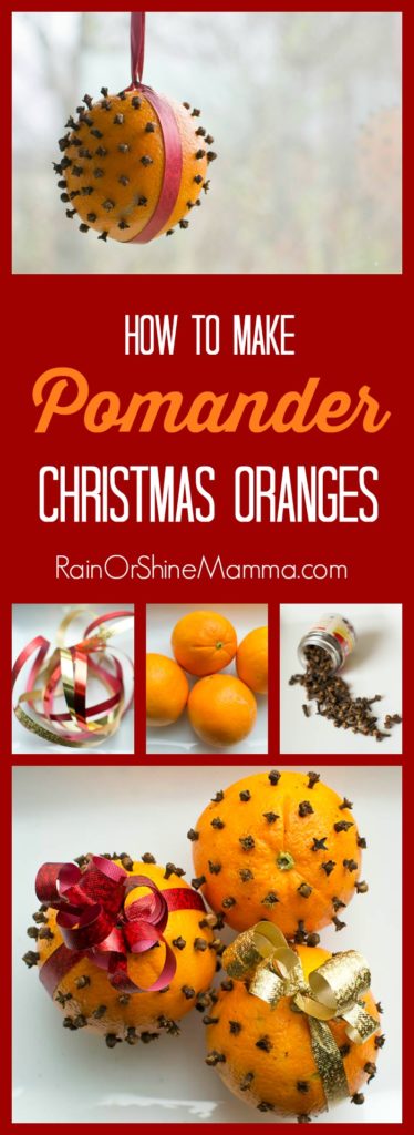 How to Make Pomander Christmas Oranges. Pomanders are a wonderful homemade Christmas craft that acts as a natural air freshener and gives your home that perfect holiday ambience. Rain or Shine Mamma.