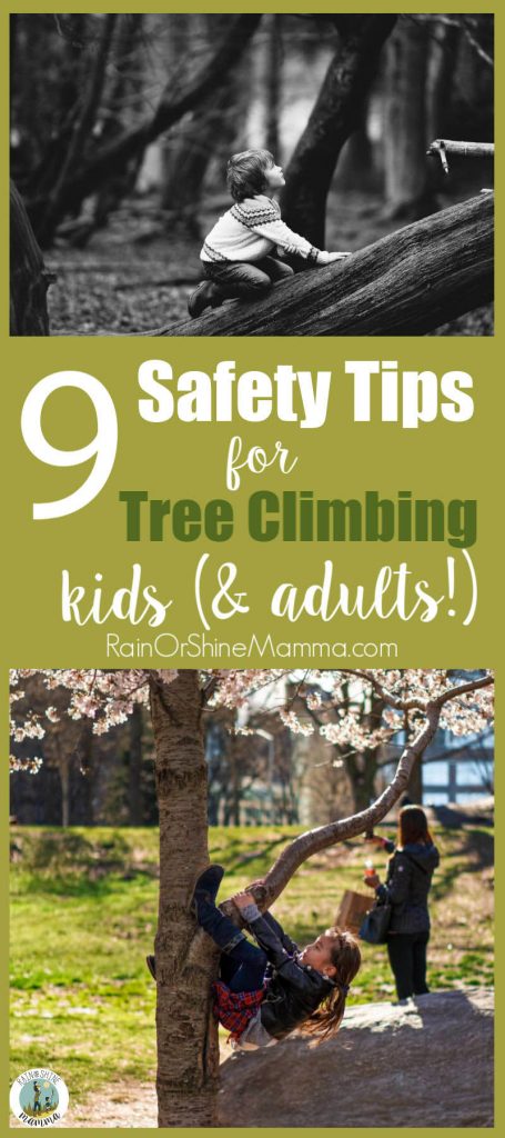 9 Safety Tips for Kids Climbing Trees. Does your tree climbing child make you nervous? These tips will ease your own fears and help your child learn how to negotiate risk. #treeclimbing #kids #tree #riskyplay 